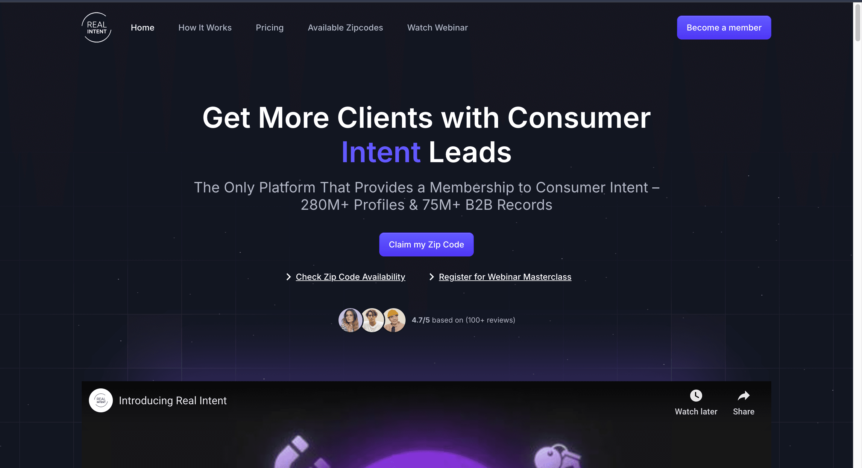 Real Intent Landing Page